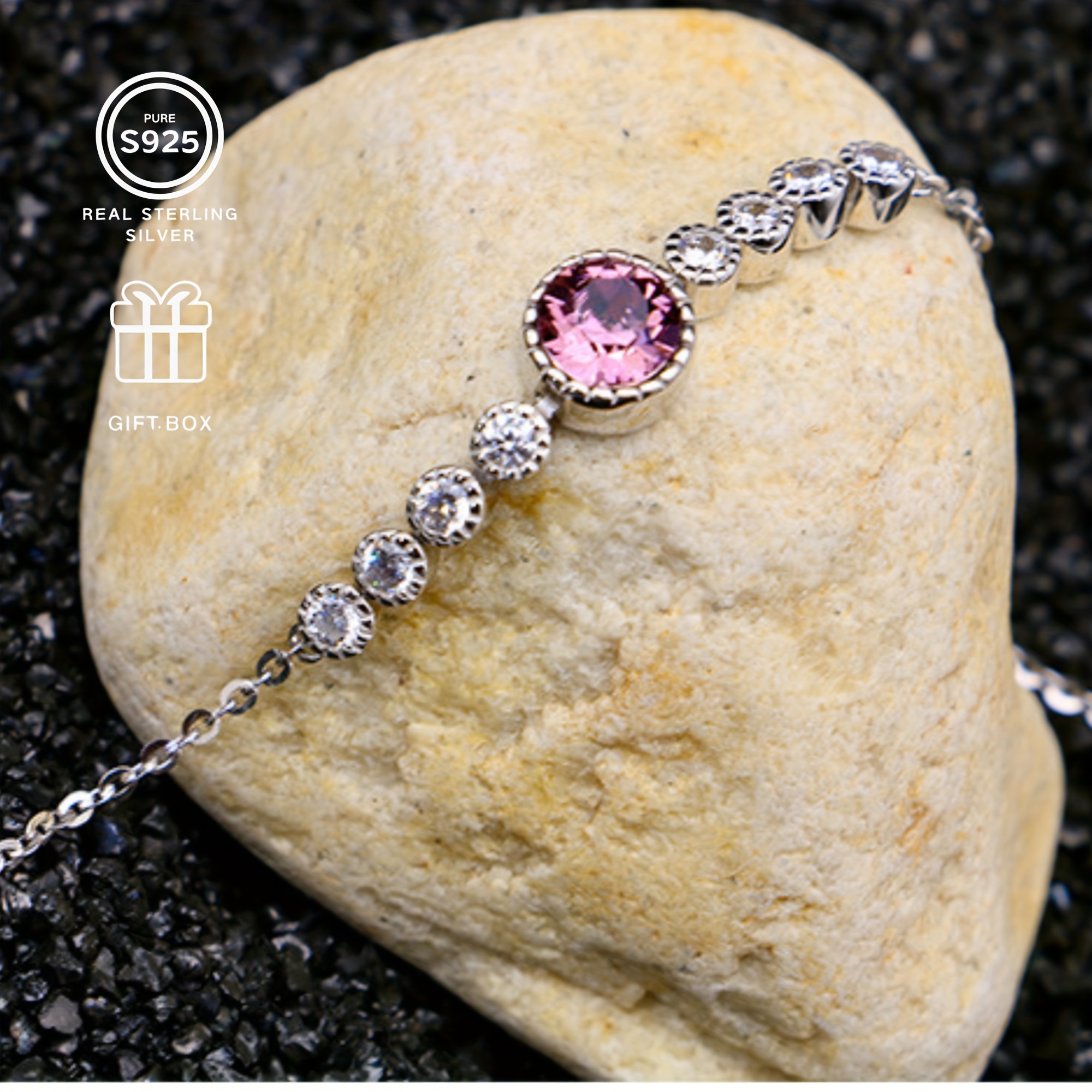 925 Silver Bracelet with Natural Pearl & Sparkling Stones